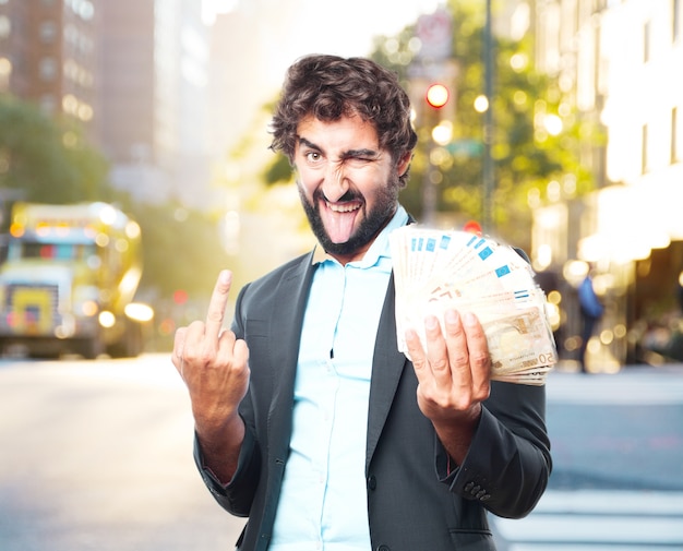 Foto grátis homem de negócios louco expressão feliz