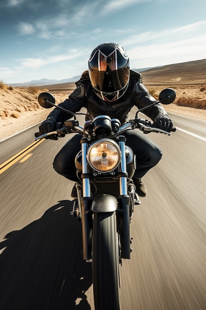 Foto grátis homem de tiro completo com motocicleta legal