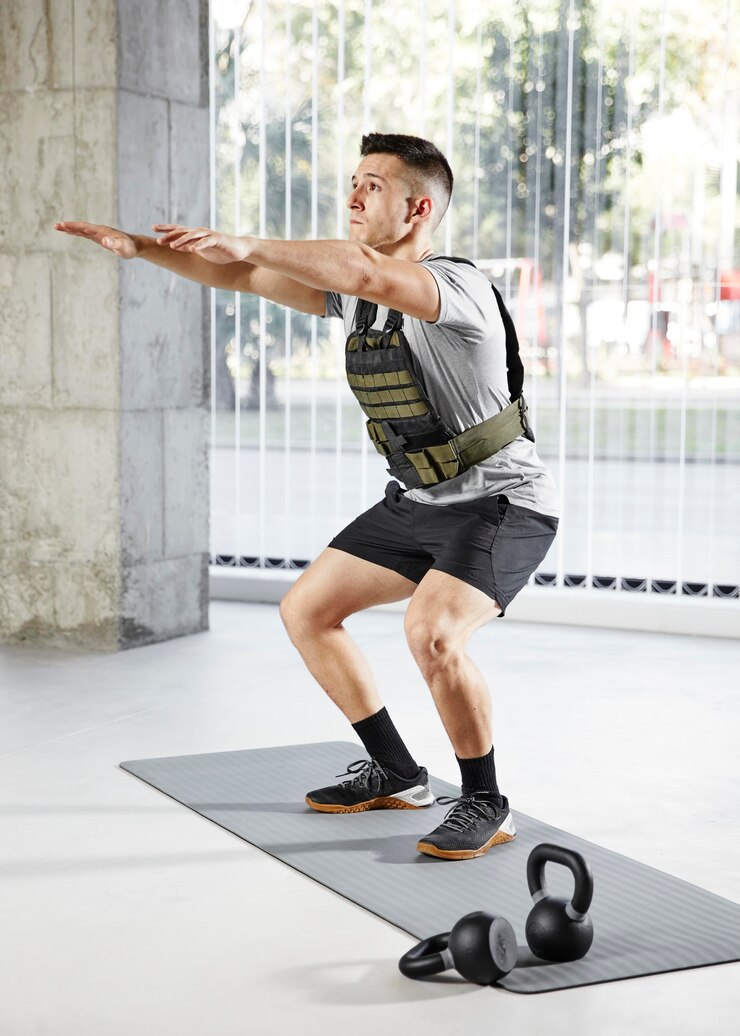 Foto grátis homem de tiro completo treinando em tapete de ioga