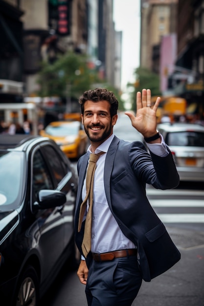 Homem de tiro médio estilo de vida da cidade