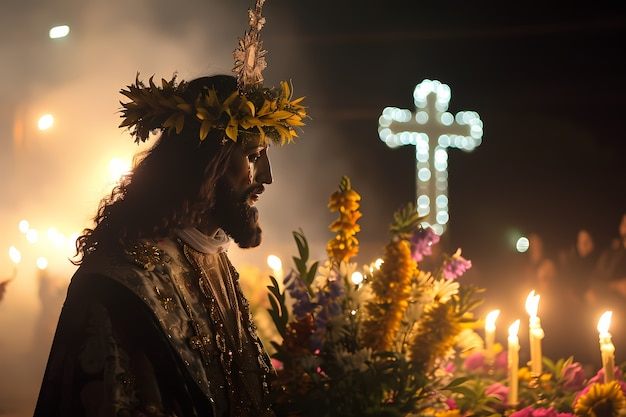 Foto grátis homem de vista lateral comemorando a semana santa