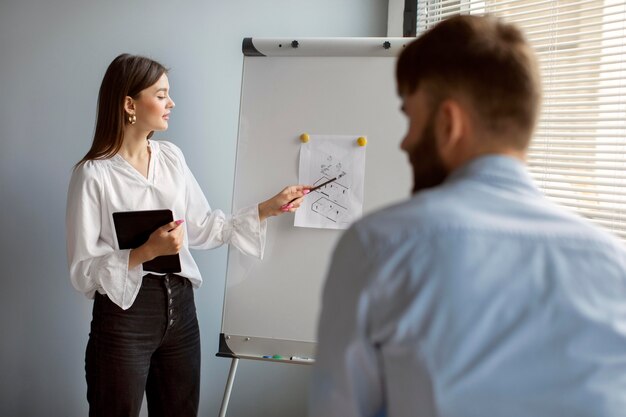 Homem e mulher trabalhando juntos em uma empresa iniciante