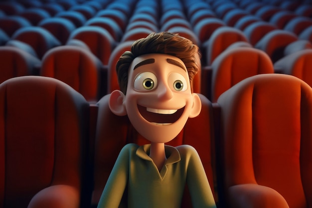 Homem em 3D vendo um filme no cinema