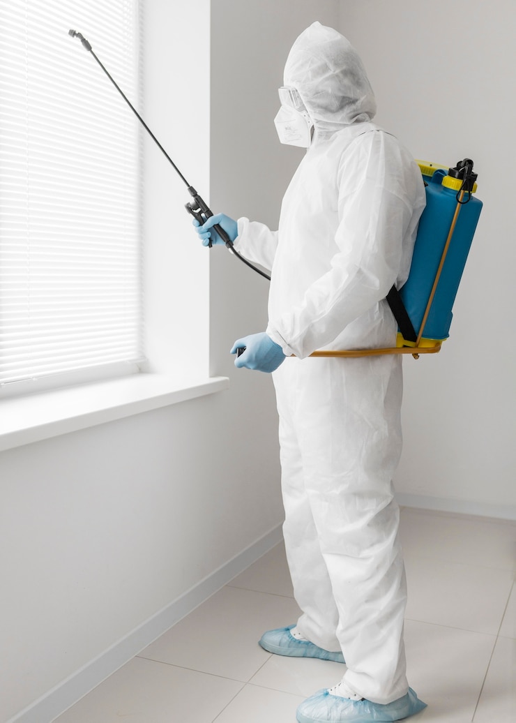 Foto grátis homem em tiro certeiro usando roupa de proteção