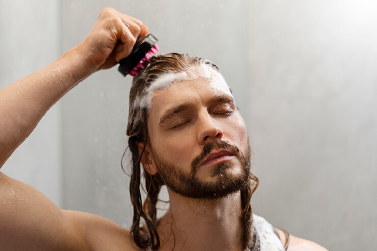 Foto grátis homem fazendo massagem no couro cabeludo