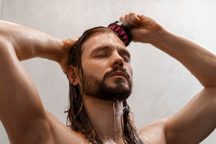 Foto grátis homem fazendo massagem no couro cabeludo