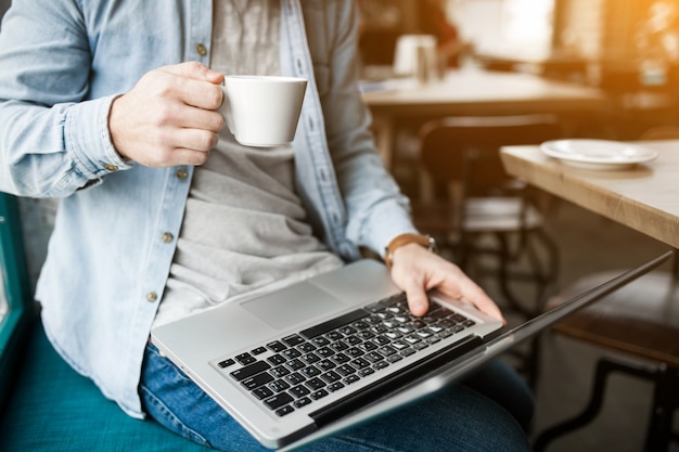 Homem, laptop, pessoas, negócio, jovem