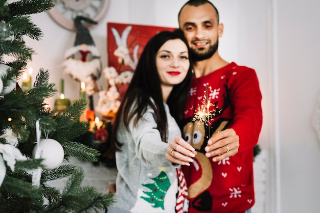 Foto grátis homem mulher, com, bengal, luzes