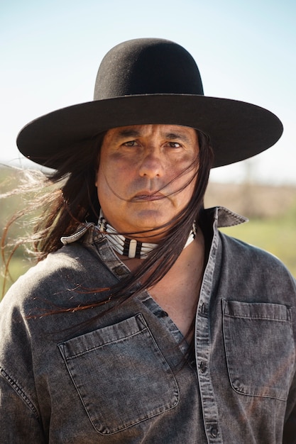 Foto grátis homem nativo americano na sobremesa