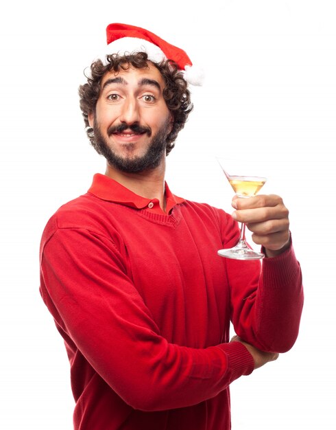 Homem orgulhoso segurando uma taça de champanhe