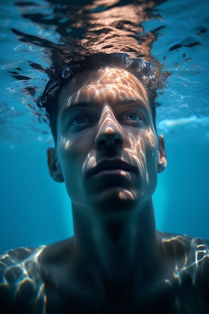 Foto grátis homem posando debaixo d'água