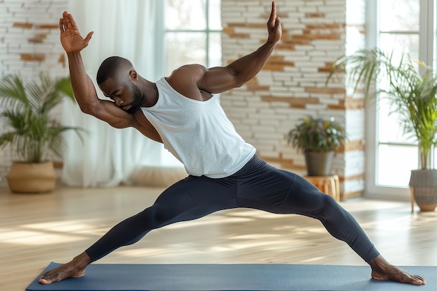 Foto grátis homem preto a praticar ioga.