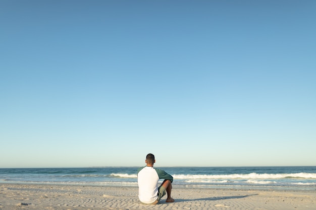 Homem, relaxante, praia