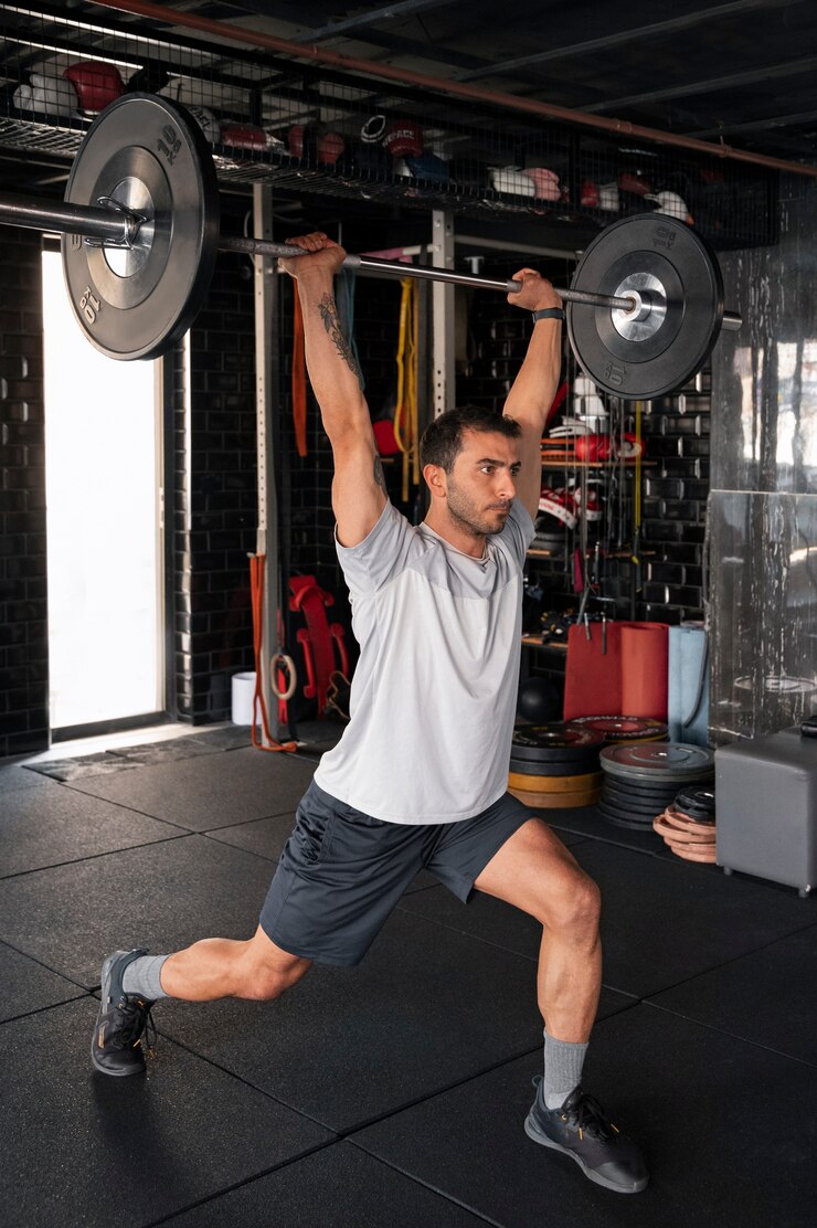 Foto grátis homem treinando no ginásio tiro completo