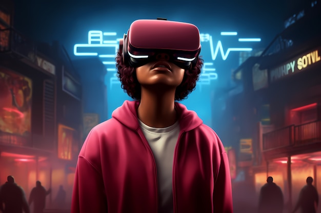 Homem usando óculos VR para jogos