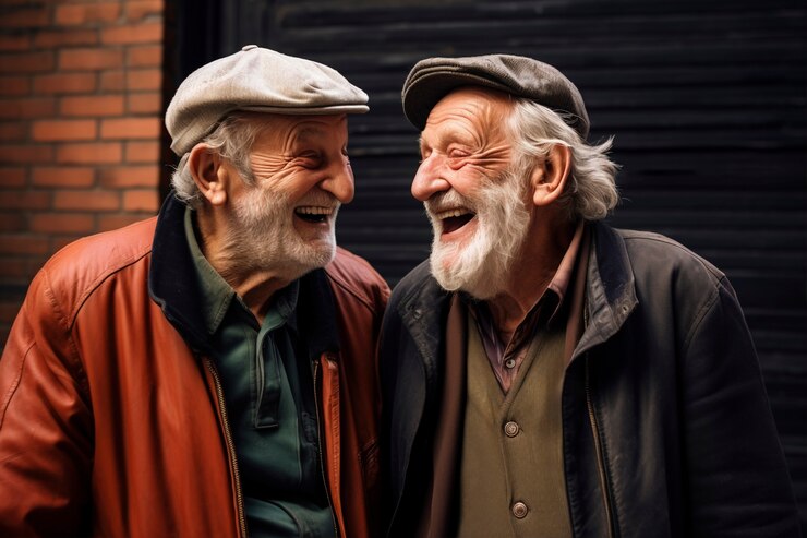Foto grátis homens idosos de tiro médio rindo