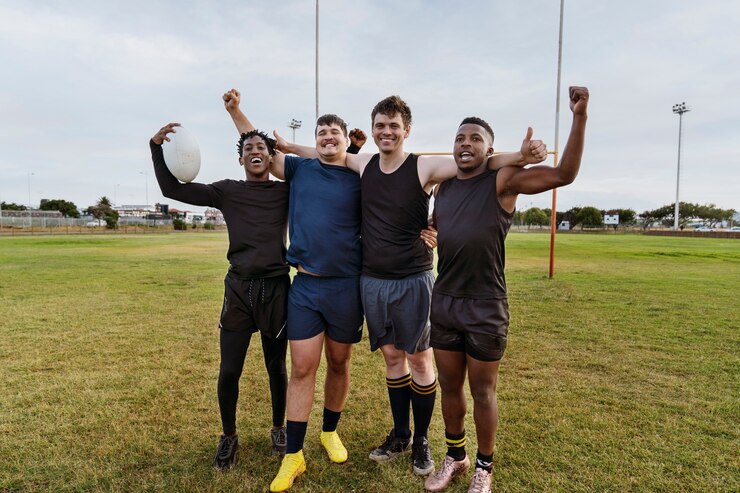 Foto grátis homens jogando rugby no campo