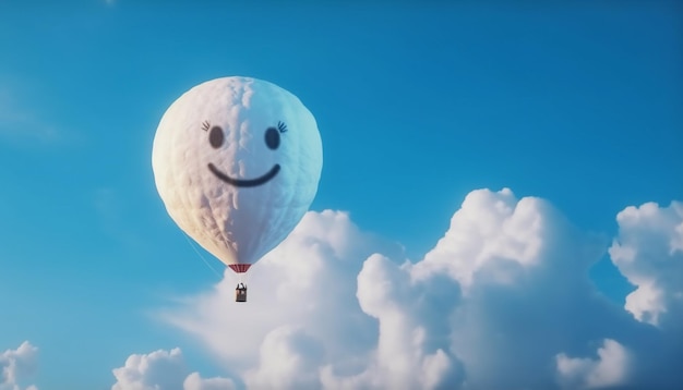 Foto grátis homens sorridentes desfrutam de liberdade em aventura no ar com balão de ar quente gerado por ia