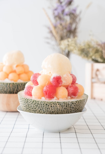 Foto grátis ice melon bingsu, famoso sorvete coreano