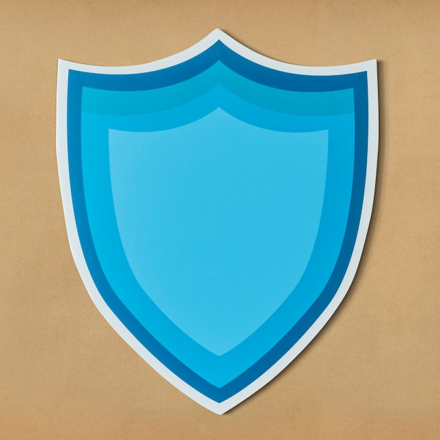 Foto grátis Ícone de escudo de proteção azul isolado