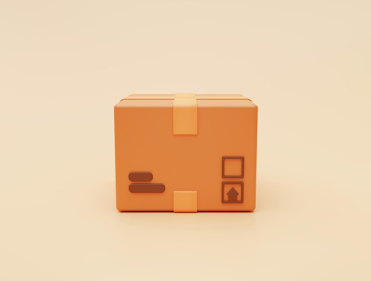 Foto grátis ícone de pacote de pacote de caixa de papelão entregar entrega expressa conceito de logística de transporte de fundo ilustração de renderização 3d