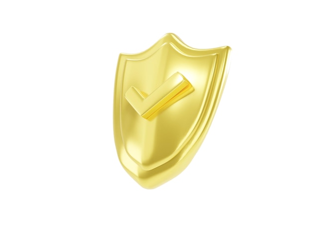 Ícone de proteção de segurança premium ouro. ilustração 3d