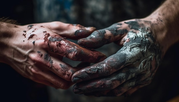 Idéias criativas de mãos manchadas divertidas de argila bagunçadas geradas por IA