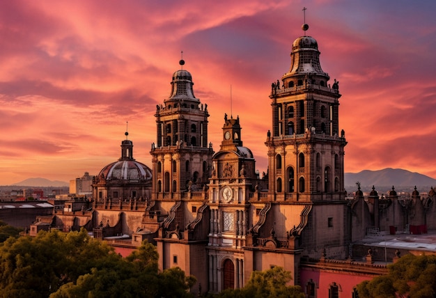 Igreja mexicana ao amanhecer