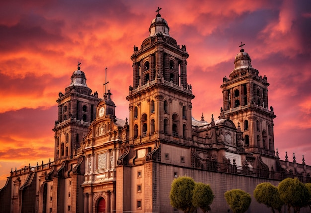 Igreja mexicana ao amanhecer