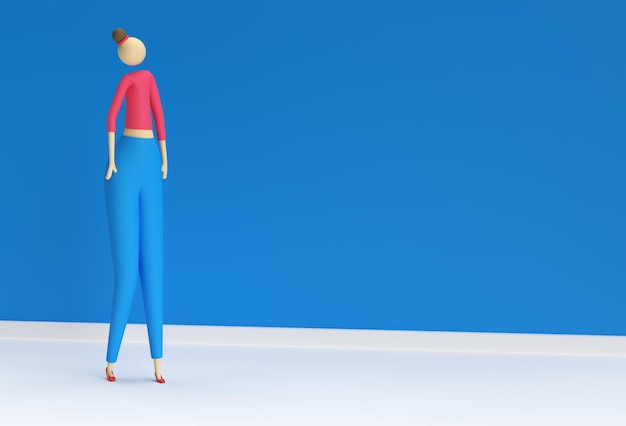 Ilustração 3D da mulher em pé, 3D Render Design.