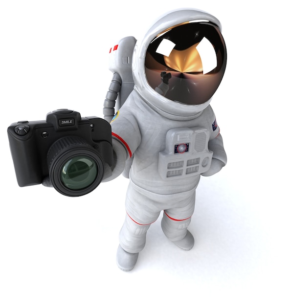 Ilustração 3D de astronauta engraçado