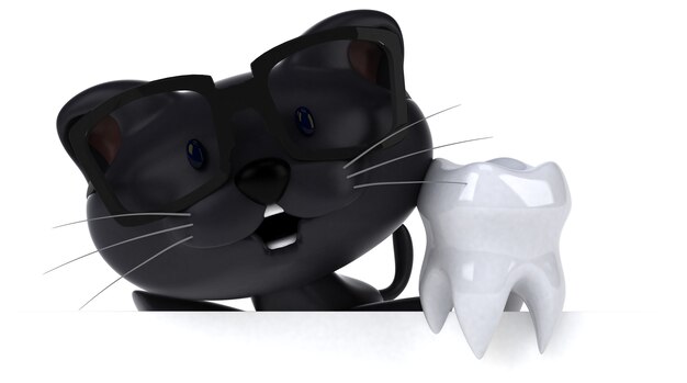 Ilustração 3D de gato engraçado