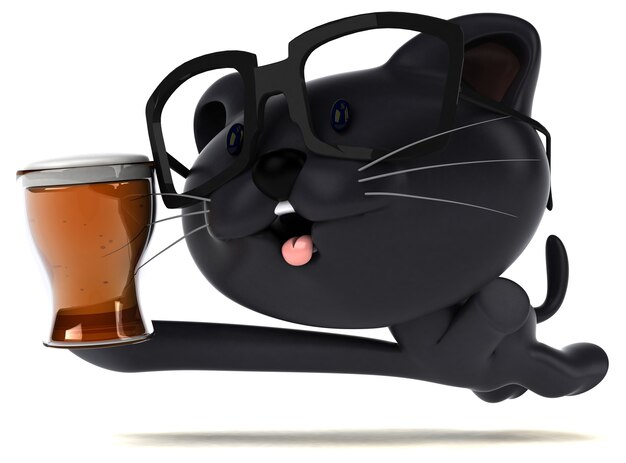 Ilustração 3D de gato engraçado