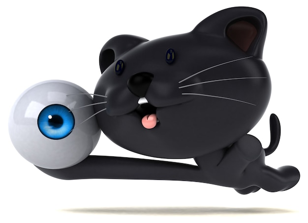 Ilustração 3D de gato engraçado