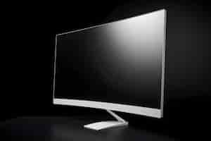 Foto grátis ilustração 3d de monitor de computador preto e branco em fundo preto