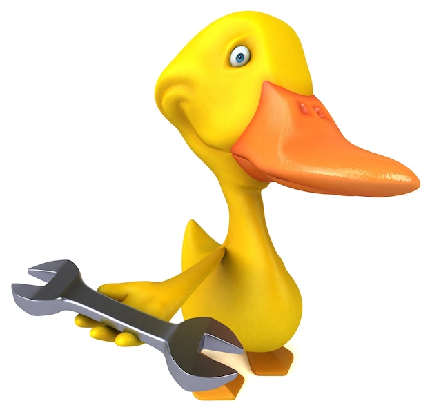 Ilustração 3D de pato engraçado