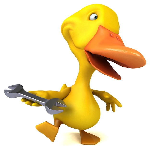 Ilustração 3D de pato engraçado