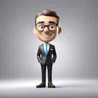 Foto grátis ilustração 3d de um homem de negócios com óculos e um terno preto