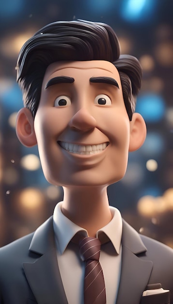 Foto grátis ilustração 3d de um personagem de desenho animado em terno e gravata