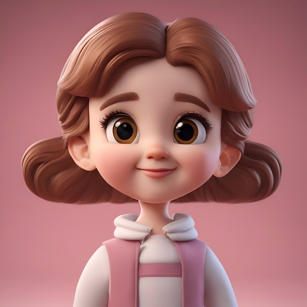 Foto grátis ilustração 3d de uma garota bonita de desenho animado com uma mochila rosa