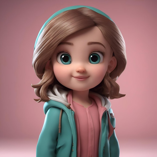 Foto grátis ilustração 3d de uma menina bonita com jaqueta verde