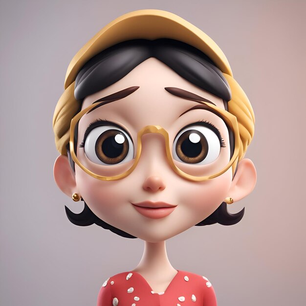 Foto grátis ilustração 3d de uma menina bonita usando um boné e óculos