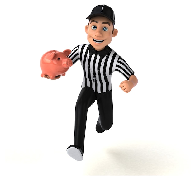 Ilustração 3d divertida de um árbitro americano