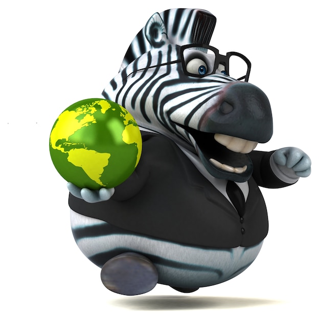 Ilustração 3D engraçada da zebra