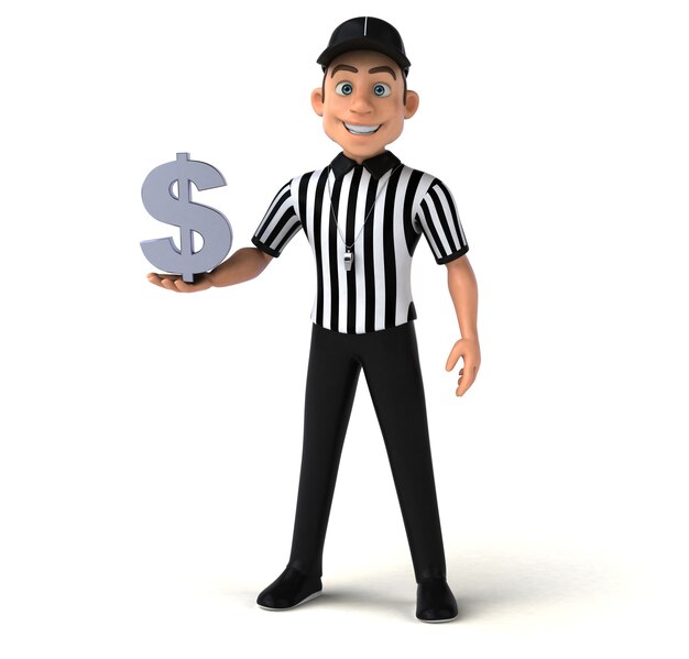 Ilustração 3D engraçada de um árbitro americano