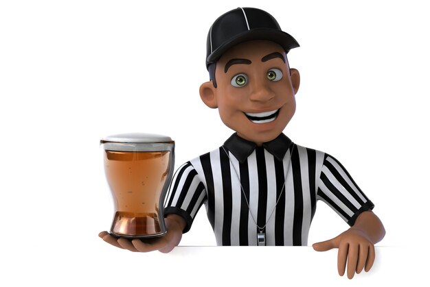 Ilustração 3D engraçada de um árbitro americano