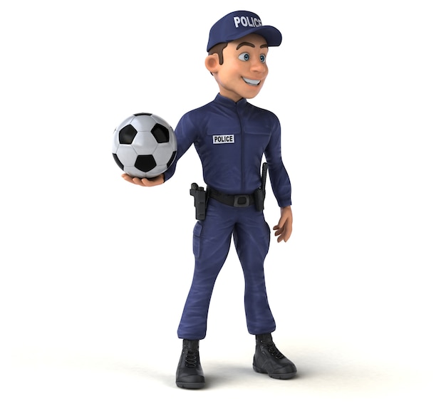 Ilustração 3d engraçada de um policial de desenho animado