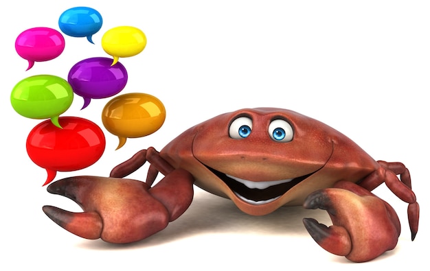 Ilustração 3D engraçada do caranguejo