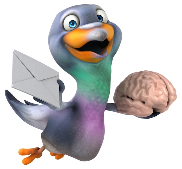 Ilustração 3D engraçada do pombo