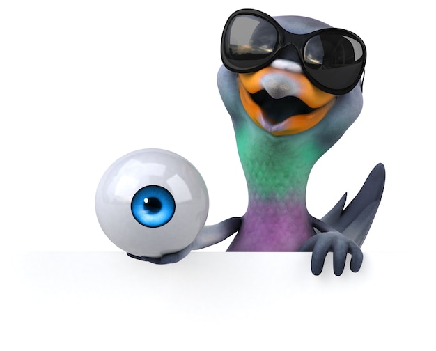 Ilustração 3D engraçada do pombo